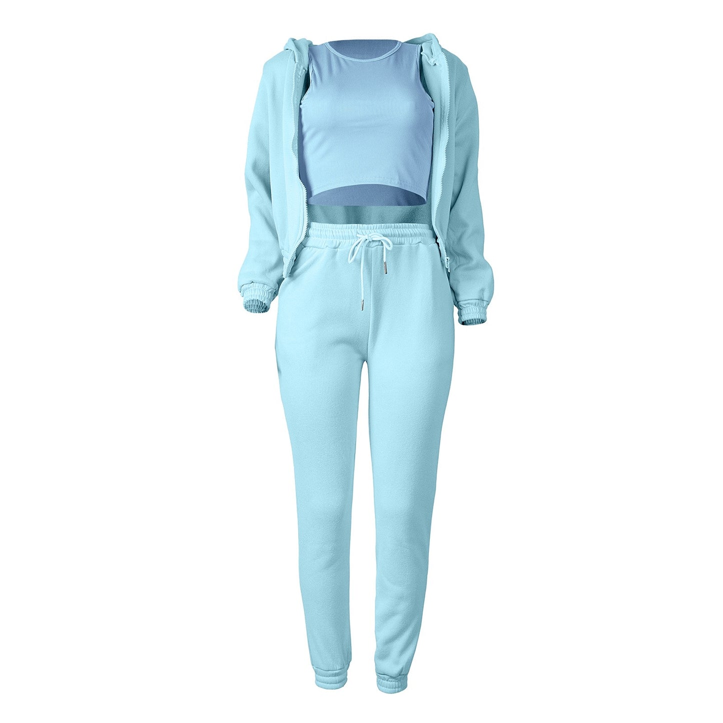 LENI~ 3-teiliges Set mit Crop-Top, Hoodie und Jogger – weich, bequem und stylisch